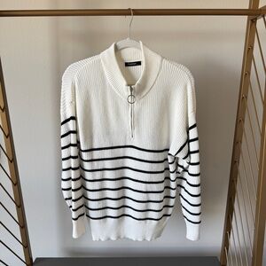 AMAZON FASHION Striped Quarter Zip Sweater